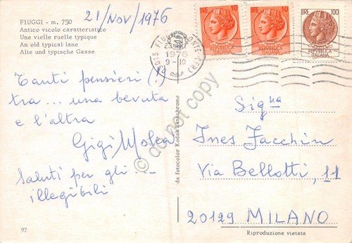 Cartolina Fiuggi antico vicolo caratteristico animata grinza al bordo 1976 | Immagine Gallery 2