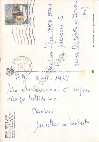 Cartolina Fiuggi Fonte Fonte Anticolana parco 1986 (Frosinone)