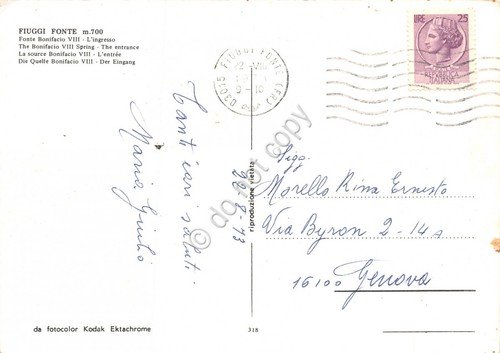 Cartolina Fiuggi Fonte Fonte Bonifacio Ingresso 1973 (Frosinone) | Immagine Gallery 2