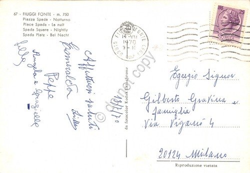 Cartolina Fiuggi Fonte Piazza Spada Notturno 1970 Campari | Immagine Gallery 2
