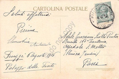 Cartolina Fiuggi Palazzo della Fonte panorama ovale illustrata 1916 | Immagine Gallery 2