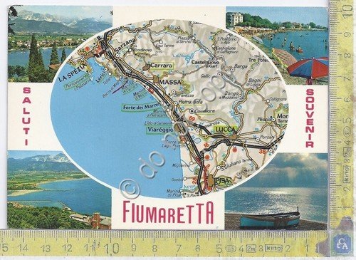 Cartolina Fiumaretta con mappa vedute varie 1980 (La Spezia) | Immagine principale