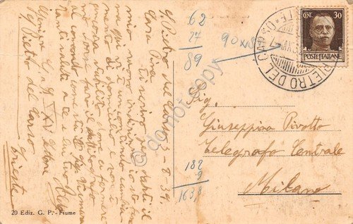 Cartolina Fiume Ponte di Confine con Egeo animata 1939