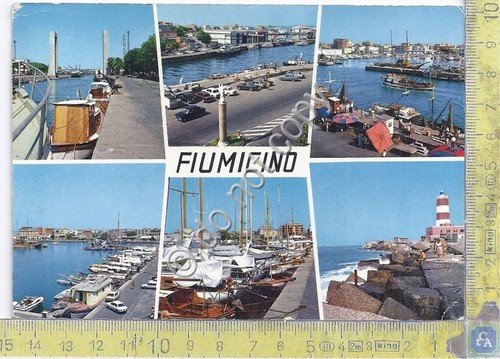 Cartolina Fiumicino - Multivisione - Barche - anni '70 (Roma)