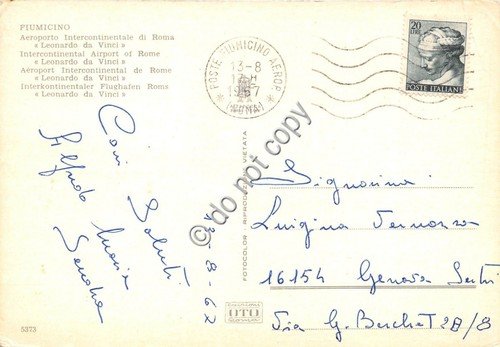Cartolina Fiumicino Aeroporto Leonardo da Vinci aerei 1967
