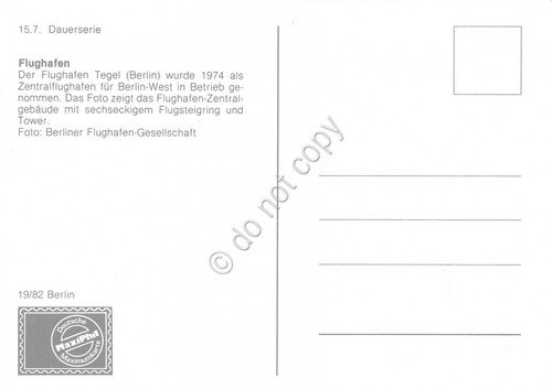 Cartolina Flughafen Dauerserie timbro filatelico 1982 | Immagine Gallery 2
