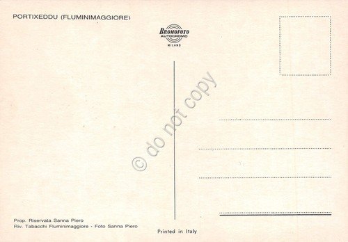 Cartolina Fluminimaggiore Porixeddu dal mare spiaggia e case