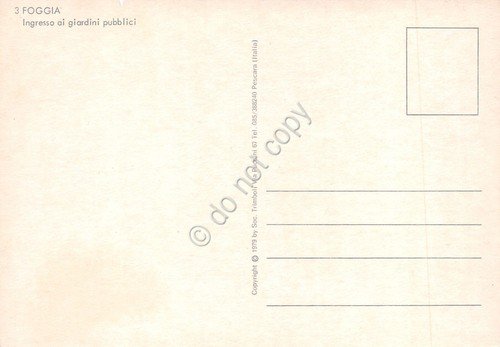 Cartolina Foggia entrata ai Giardini Pubblici anni '70 | Immagine Gallery 2