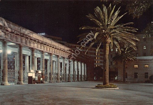 Cartolina Foggia entrata Villa Comunale notturno anni '70