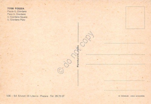 Cartolina Foggia Piazza U. Giordano statue giardini anni '70 | Immagine Gallery 2