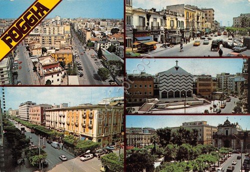 Cartolina Foggia vedute varie della città vie case anni '70