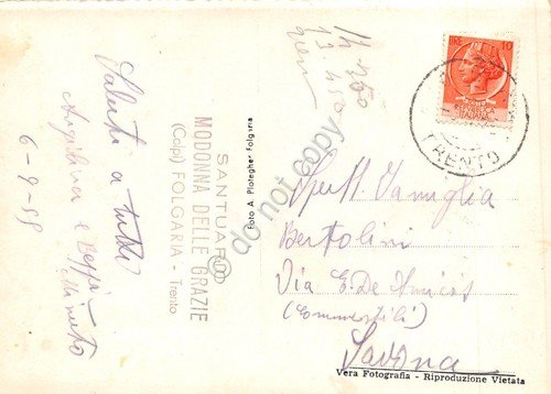 Cartolina Folgaria con Santuario Madonnina degli Sciatori Timbro Santuario Madon | Immagine Gallery 2