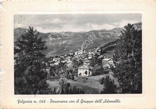 Cartolina Folgaria Panorama con Gruppo Adamello 1958