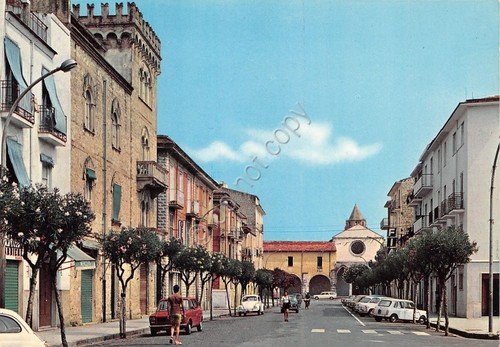 Cartolina Fondi Viale Rosselli animata auto anni '80 | Immagine principale