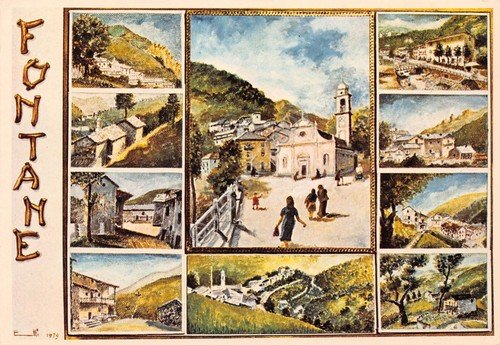 Cartolina Fontane e i suoi borghi illustrata 1980 tempere di … | Immagine principale
