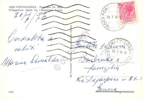 Cartolina Fontanigorda Panorama 1974