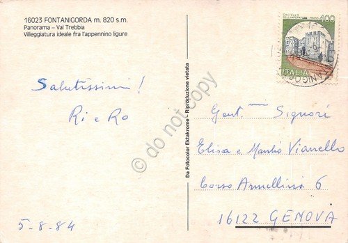 Cartolina Fontanigorda Panorama 1984