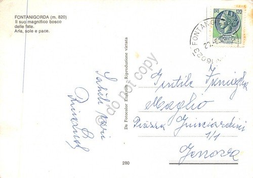 Cartolina Fontaningorda bosco delle fate (Genova)