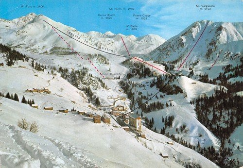 Cartolina Foppolo campi di sci funivie e sciovie con indicazioni … | Immagine principale