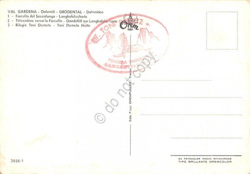 Cartolina Forcella del Sassolungo 3 vedute telecabina rifugio Toni Deletz | Immagine Gallery 2