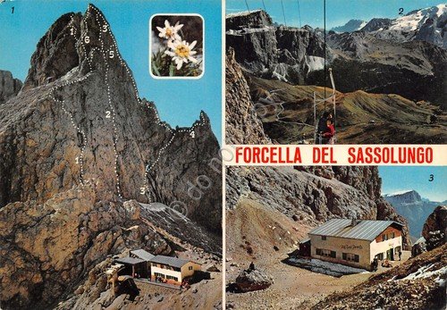 Cartolina Forcella del Sassolungo vedute Telecabina Rifugio Demetz (Bolzano) | Immagine principale