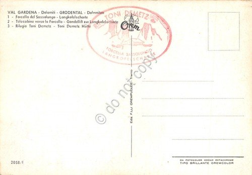 Cartolina Forcella del Sassolungo vedute Telecabina Rifugio Demetz (Bolzano) | Immagine Gallery 2