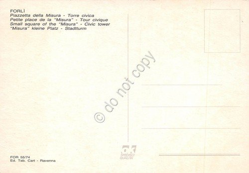 Cartolina Forlì Piazzetta della Misura Torre Civica