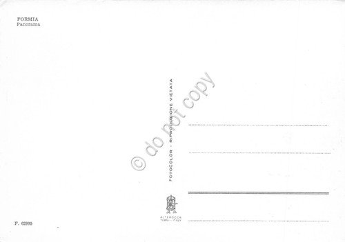 Cartolina Formia panorama dall'alto ferrovia case edifici mare anni '80