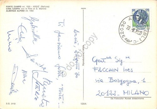 Cartolina Forte Campo Arsiè Albergo Alpino vedute 1980 (Belluno) | Immagine Gallery 2