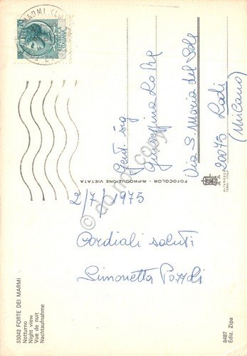 Cartolina Forte dei Marmi Notturno Ristorante Sergio 1975 | Immagine Gallery 2