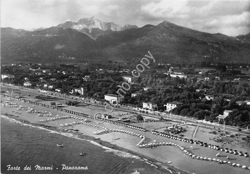 Cartolina Forte dei Marmi Panorama aereo 1952 (Lucca)