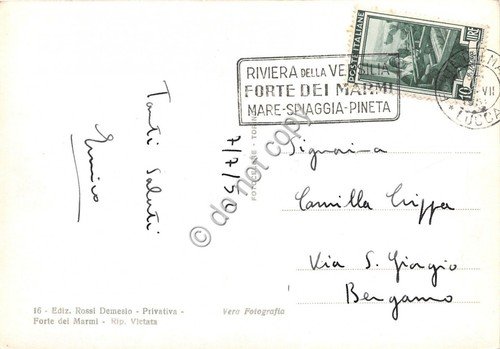 Cartolina Forte dei Marmi Panorama aereo 1952 (Lucca)