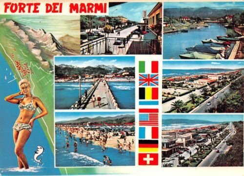 Cartolina Forte dei Marmi Pin up Vedutine 1966