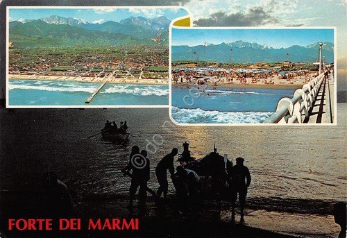 Cartolina Forte dei Marmi vedute varie spiaggia panorama aereo tramonto … | Immagine principale