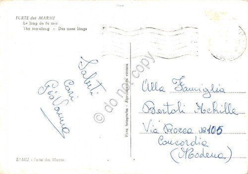 Cartolina Forte dei Marmi Viali Lungomare animata segnata (Lucca)