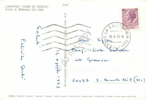 Cartolina Forte di Bibbona camping Casa di Caccia 1973