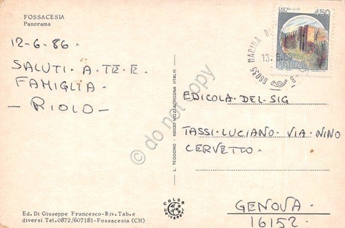 Cartolina Fossacesia panorama case baia 1986