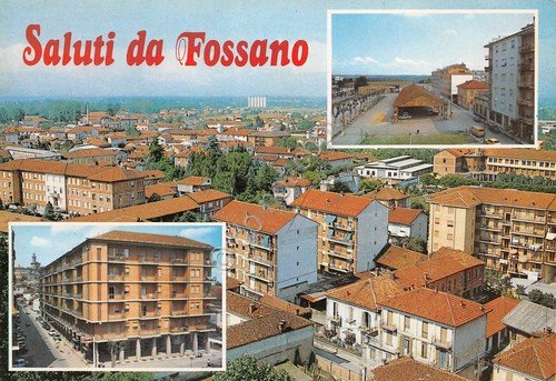 Cartolina Fossano 3 vedute panorama
