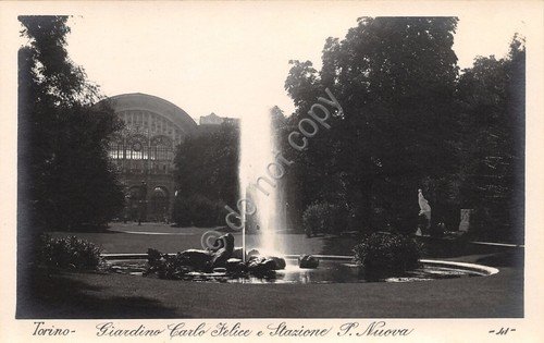 Cartolina fotografica Torino Giardino Felice Stazione Porta Nuova Ed. Ricci …