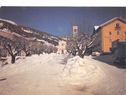 Cartolina Foza Albergo Alpi strada neve chiesa 1997 | Immagine principale