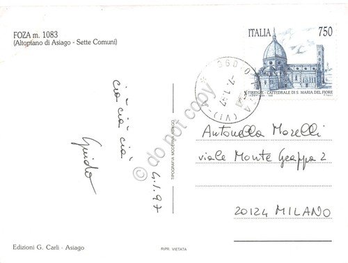 Cartolina Foza Albergo Alpi strada neve chiesa 1997 | Immagine Gallery 2