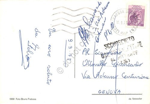 Cartolina Frabosa Soprana Panorama e funivia animata Timbro SCONOSCIUTO 1973