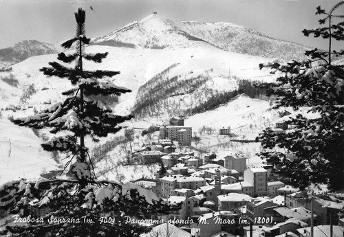 Cartolina Frabosa Soprana panorama invernale neve 1966