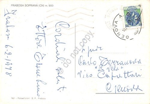 Cartolina Frabosa Soprana strada con neve e case 1978 | Immagine Gallery 2