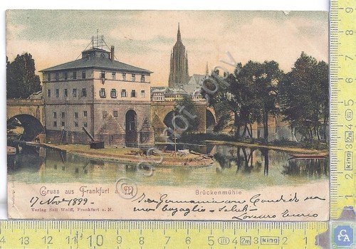 Cartolina Frankfurt Bruckenmuhle Vg 1899 Gruss aus | Immagine principale