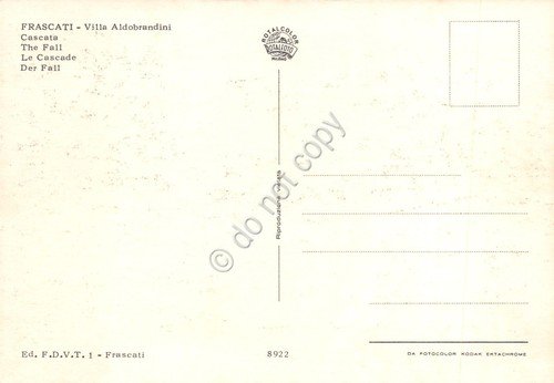 Cartolina Frascati Villa Aldobrandini Cascata anni '70