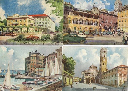 Cartolina Frattini 4 cartoline Illustrate NVG e VG