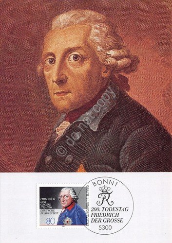 Cartolina Friedrich der Grosse 1986 timbro filatelico | Immagine principale