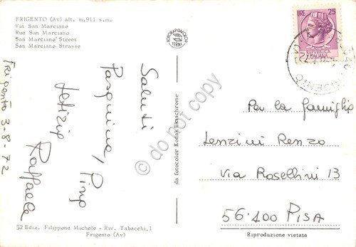 Cartolina Frigento Via San Marciano Mobili Marciano auto animata 1972