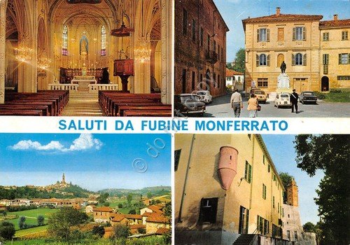 Cartolina Fubine Monferrato 4 vedute paese panorama (Alessandria)